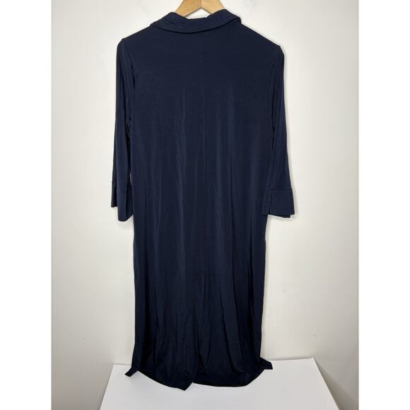 Chicos Travelers Size 2P US 12/14P Duster Cardigan Long Sleeve Blue 3 Button - Picture 4 of 11